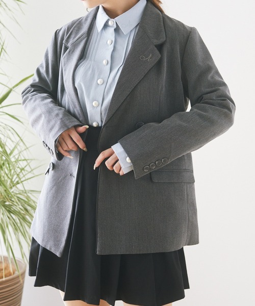 Areeam(アリーム)の「パイピングダブルジャケット(その他アウター・レディース・チャコールグレー/ブラウン系その他4・FREE)」の10枚目の写真