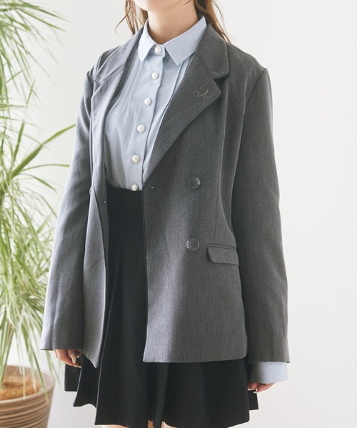 Areeam(アリーム)の「パイピングダブルジャケット(その他アウター・レディース・チャコールグレー/ブラウン系その他4・FREE)」の11枚目の写真