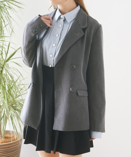 Areeam(アリーム)の「パイピングダブルジャケット(その他アウター・レディース・チャコールグレー/ブラウン系その他4・FREE)」の12枚目の写真