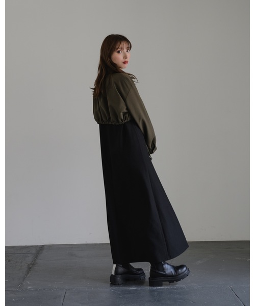 LEANN MOMENT(リーンモーメント)の「Cape flare dress(ワンピース・レディース・ブラック/カーキ/グレー・FREE)」の5枚目の写真
