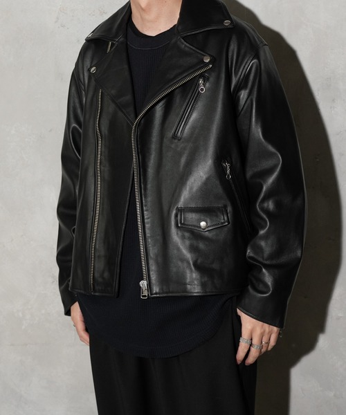 TOWNCRAFT(タウンクラフト)の「TOWN CRAFT / タウンクラフト LEATHER DOUBLE RIDERS JACKET レザー ダブルライダースジャケット(ライダースジャケット・メンズ・ブラック・MEDIUM/LARGE/X-SMALL)」の10枚目の写真