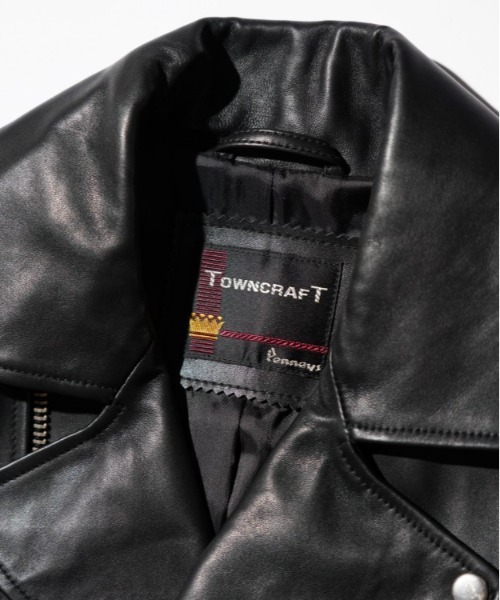 TOWNCRAFT(タウンクラフト)の「TOWN CRAFT / タウンクラフト LEATHER DOUBLE RIDERS JACKET レザー ダブルライダースジャケット(ライダースジャケット・メンズ・ブラック・MEDIUM/LARGE/X-SMALL)」の2枚目の写真