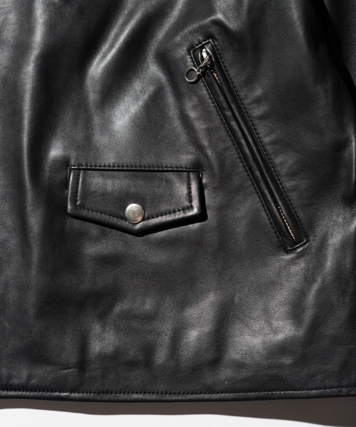 TOWNCRAFT(タウンクラフト)の「TOWN CRAFT / タウンクラフト LEATHER DOUBLE RIDERS JACKET レザー ダブルライダースジャケット(ライダースジャケット・メンズ・ブラック・MEDIUM/LARGE/X-SMALL)」の5枚目の写真