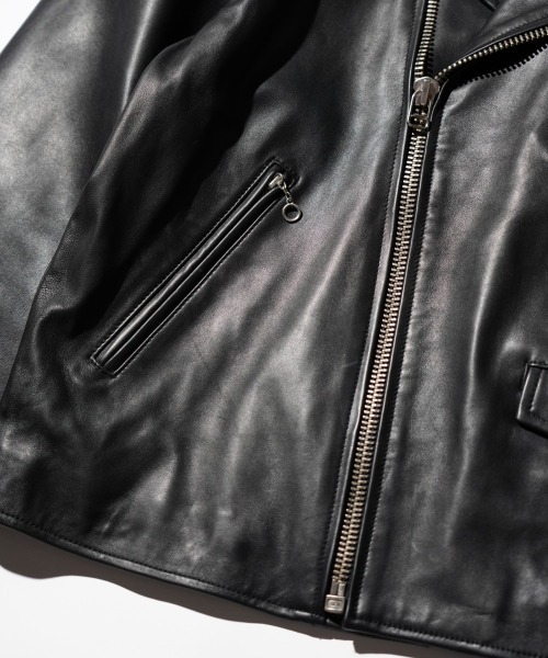 TOWNCRAFT(タウンクラフト)の「TOWN CRAFT / タウンクラフト LEATHER DOUBLE RIDERS JACKET レザー ダブルライダースジャケット(ライダースジャケット・メンズ・ブラック・MEDIUM/LARGE/X-SMALL)」の6枚目の写真