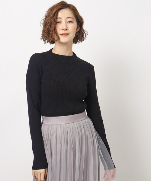 grove(グローブ)の「◆着回し・肌ざわり◎!優秀ジャカードハイネックプルオーバー(ニット/セーター・レディース・オフホワイト/ブラック/ライトグレー/グリーン・02/03/04/01/05)」の3枚目の写真