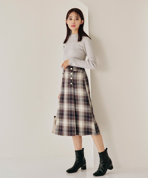 grove(グローブ)の「◆着回し・肌ざわり◎!優秀ジャカードハイネックプルオーバー(ニット/セーター・レディース・オフホワイト/ブラック/ライトグレー/グリーン・02/03/04/01/05)」の5枚目の写真