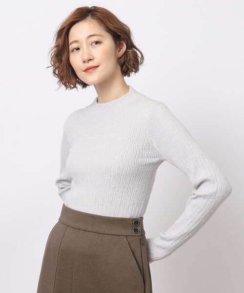 grove(グローブ)の「◆着回し・肌ざわり◎!優秀ジャカードハイネックプルオーバー(ニット/セーター・レディース・オフホワイト/ブラック/ライトグレー/グリーン・02/03/04/01/05)」の6枚目の写真