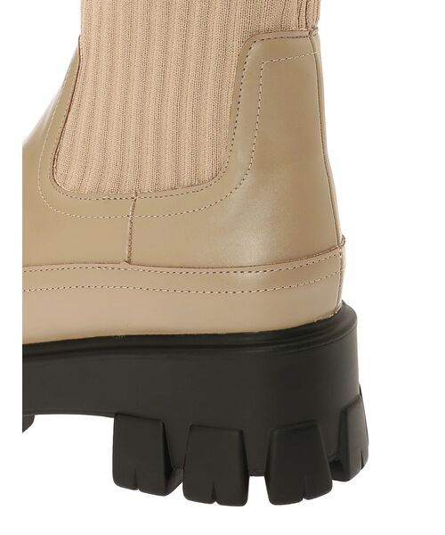 Green　Parks（グリーンパークス）の「・minia　ニットコンビブーツ（ブーツ・レディース・ベージュ/ブラック・L/LL/S/M）」の7枚目の写真