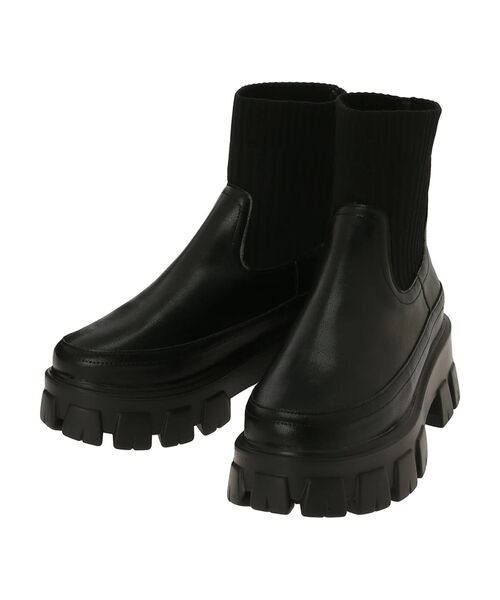 Green　Parks（グリーンパークス）の「・minia　ニットコンビブーツ（ブーツ・レディース・ベージュ/ブラック・L/LL/S/M）」の9枚目の写真