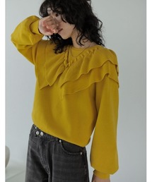 Re:EDIT | [2023-24 WINTER PRE ORDER]クルーネックフリルカラーミラノリブニットトップス(ニット/セーター)