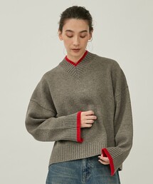 【CINOH/チノ】ウールVネックニット