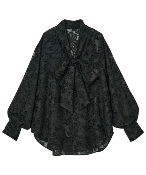 RANAN(ラナン)の「フラワージャカードボウタイブラウス(シャツ/ブラウス・レディース・ブラック/アイボリー・M/L/LL)」の3枚目の写真