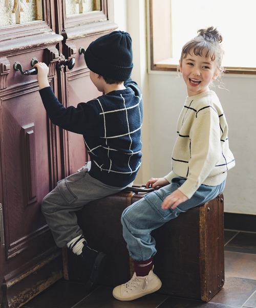 BRANSHES（ブランシェス）の「【あったか】裏起毛やわらかカーゴパンツ（カーゴパンツ・キッズ・グレー/ブルー・110/150/90/100/120/140/130）」の4枚目の写真