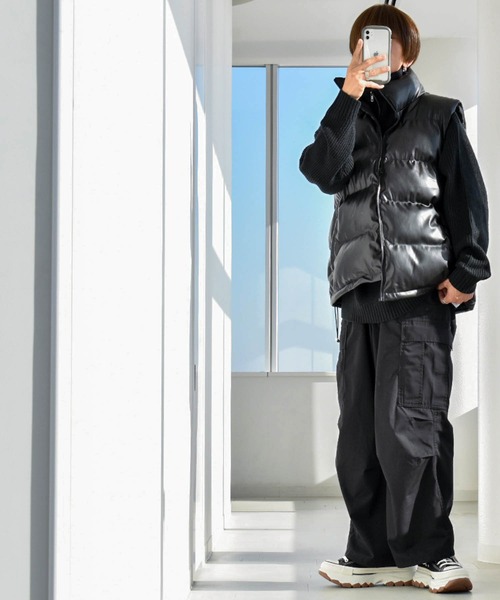 【セール】PUレザー中綿ベスト(ダウンベスト)|Ritzy(リッツィー) 【セール】PUレザー中綿ベスト(ダウンベスト)|Ritzy(リッツィー)