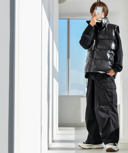 【セール】PUレザー中綿ベスト(ダウンベスト)|Ritzy(リッツィー) 【セール】PUレザー中綿ベスト(ダウンベスト)|Ritzy(リッツィー)