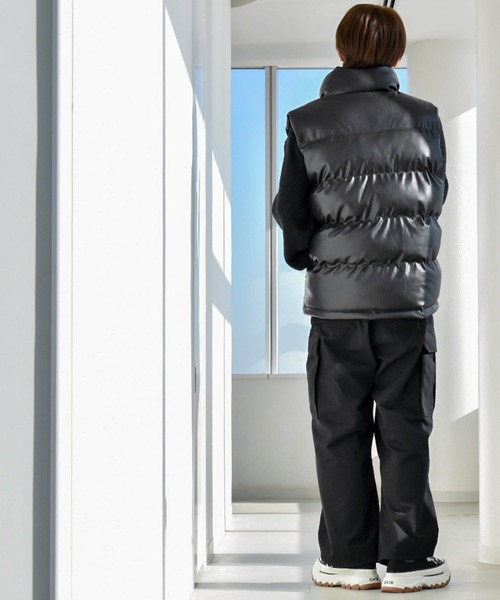 【セール】PUレザー中綿ベスト(ダウンベスト)|Ritzy(リッツィー) 【セール】PUレザー中綿ベスト(ダウンベスト)|Ritzy(リッツィー)