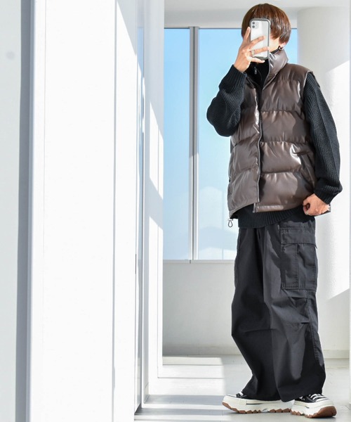 【セール】PUレザー中綿ベスト(ダウンベスト)|Ritzy(リッツィー) 【セール】PUレザー中綿ベスト(ダウンベスト)|Ritzy(リッツィー)