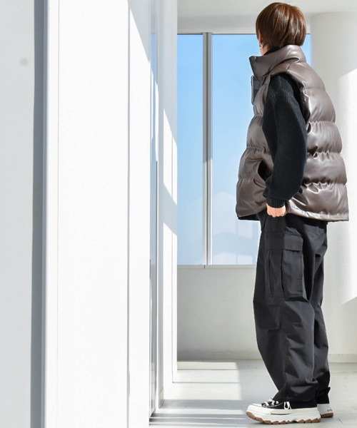 【セール】PUレザー中綿ベスト(ダウンベスト)|Ritzy(リッツィー) 【セール】PUレザー中綿ベスト(ダウンベスト)|Ritzy(リッツィー)