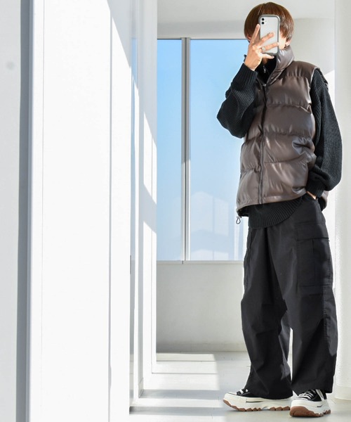 【セール】PUレザー中綿ベスト(ダウンベスト)|Ritzy(リッツィー) 【セール】PUレザー中綿ベスト(ダウンベスト)|Ritzy(リッツィー)