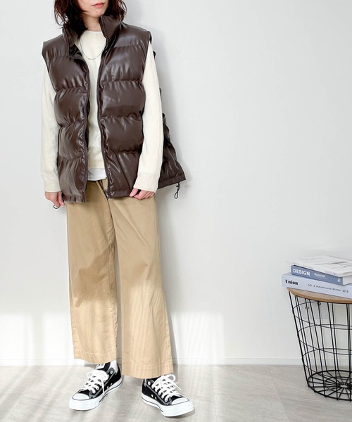 【セール】PUレザー中綿ベスト(ダウンベスト)|Ritzy(リッツィー) 【セール】PUレザー中綿ベスト(ダウンベスト)|Ritzy(リッツィー)