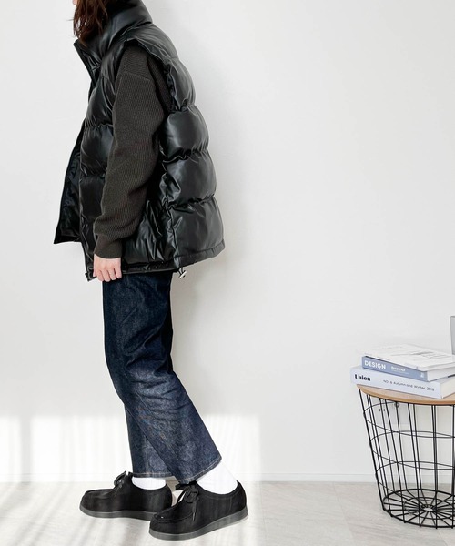 【セール】PUレザー中綿ベスト(ダウンベスト)|Ritzy(リッツィー) 【セール】PUレザー中綿ベスト(ダウンベスト)|Ritzy(リッツィー)