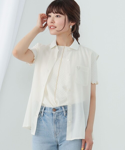 Ray BEAMS（レイビームス）の「FRED PERRY × Ray BEAMS / 別注 Knitted Collar Shirt（シャツ/ブラウス・レディース・ブラック/ナチュラル・10）」の6枚目の写真