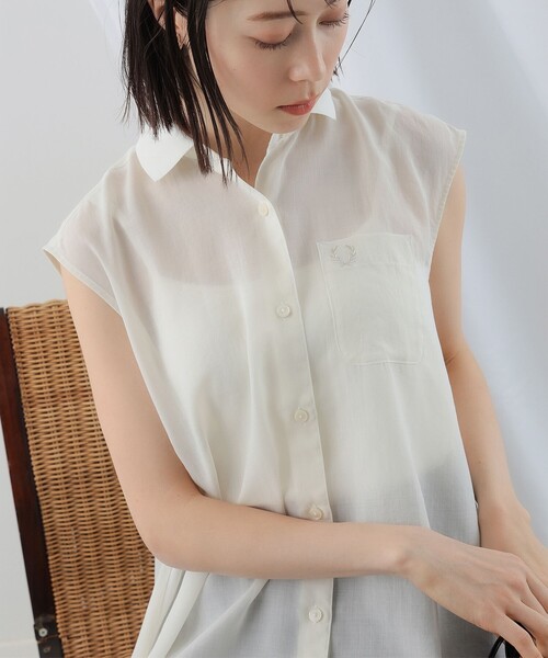 Ray BEAMS（レイビームス）の「FRED PERRY × Ray BEAMS / 別注 Knitted Collar Shirt（シャツ/ブラウス・レディース・ブラック/ナチュラル・10）」の13枚目の写真