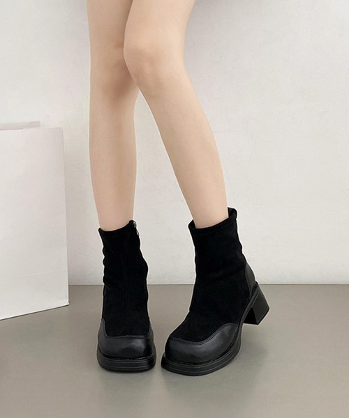 Miniministore(ミニミニストア)の「厚底ショートブーツ レディース靴 秋冬(ブーツ・レディース・カーキ/ブラック・25.0cm/23.5cm/23.0cm/24.5cm/22.5cm/24.0cm)」の4枚目の写真