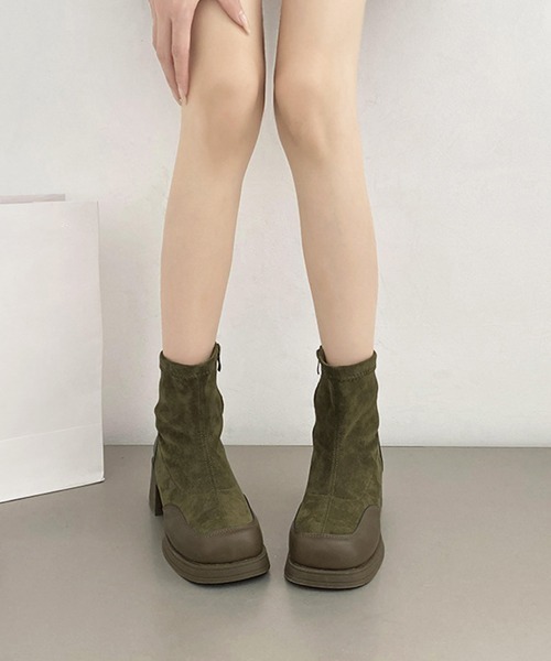 Miniministore(ミニミニストア)の「厚底ショートブーツ レディース靴 秋冬(ブーツ・レディース・カーキ/ブラック・25.0cm/23.5cm/23.0cm/24.5cm/22.5cm/24.0cm)」の7枚目の写真