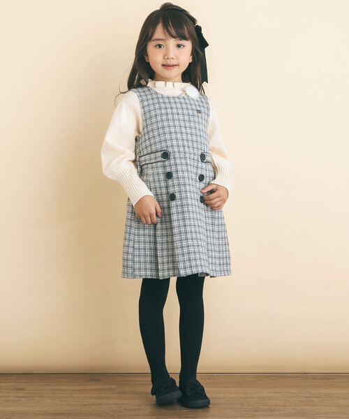 SLAP SLIP(スラップスリップ)の「チェック柄タック入りジャンパースカート(90~130cm)(ワンピース・キッズ・グレー/レッド・110cm/100cm/130cm/120cm/90cm)」の5枚目の写真