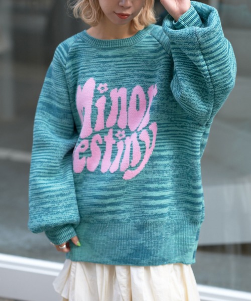 CIAOPANIC(チャオパニック)の「MIXロゴニットプルオーバー(ニット/セーター・レディース・ブラック/オフホワイト/グリーン・FREE)」の3枚目の写真