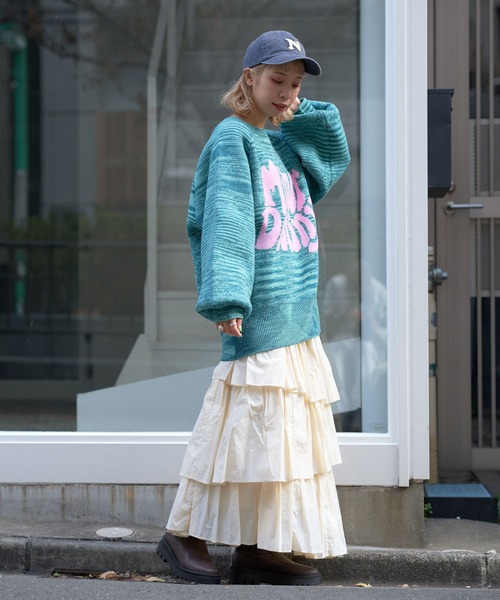 CIAOPANIC(チャオパニック)の「MIXロゴニットプルオーバー(ニット/セーター・レディース・ブラック/オフホワイト/グリーン・FREE)」の20枚目の写真