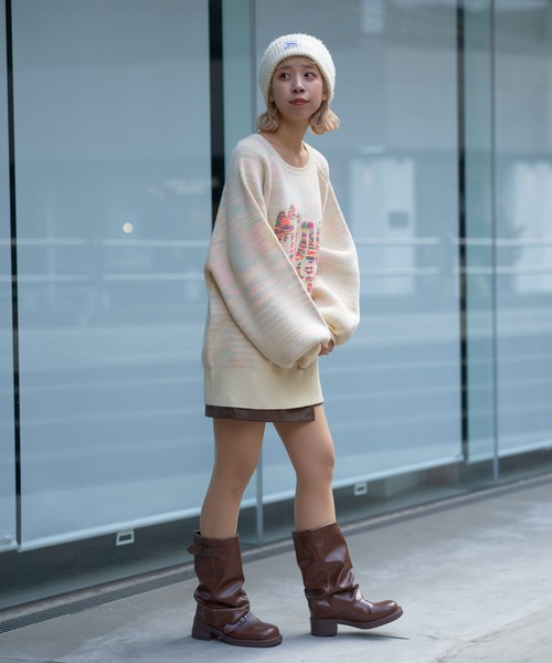 CIAOPANIC(チャオパニック)の「MIXロゴニットプルオーバー(ニット/セーター・レディース・ブラック/オフホワイト/グリーン・FREE)」の22枚目の写真