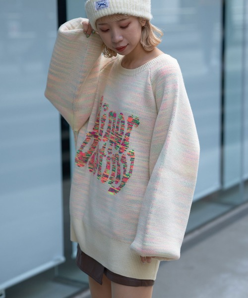 CIAOPANIC(チャオパニック)の「MIXロゴニットプルオーバー(ニット/セーター・レディース・ブラック/オフホワイト/グリーン・FREE)」の14枚目の写真