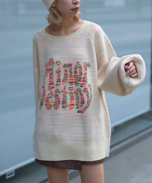 CIAOPANIC(チャオパニック)の「MIXロゴニットプルオーバー(ニット/セーター・レディース・ブラック/オフホワイト/グリーン・FREE)」の4枚目の写真