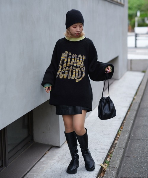 CIAOPANIC(チャオパニック)の「MIXロゴニットプルオーバー(ニット/セーター・レディース・ブラック/オフホワイト/グリーン・FREE)」の12枚目の写真