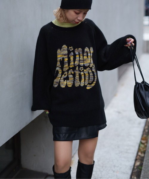 CIAOPANIC(チャオパニック)の「MIXロゴニットプルオーバー(ニット/セーター・レディース・ブラック/オフホワイト/グリーン・FREE)」の15枚目の写真