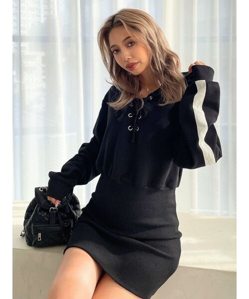 GYDA（ジェイダ）の「フロントレースアップドッキングスウェットワンピース（ワンピース・レディース・ブラック/その他1・FREE）」の15枚目の写真