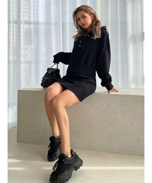 GYDA（ジェイダ）の「フロントレースアップドッキングスウェットワンピース（ワンピース・レディース・ブラック/その他1・FREE）」の21枚目の写真