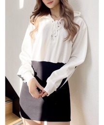 フロントレースアップドッキングスウェットワンピース