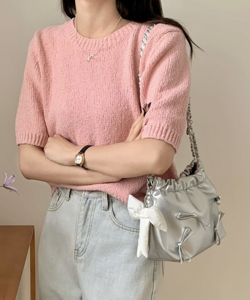 LAC-VERT（ラック・ヴェール）の「ミニリボンチェーンハンドバッグ（ハンドバッグ・レディース・シルバー/ホワイト/ピンク/ブラック・FREE）」の10枚目の写真