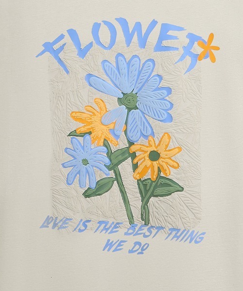 オーバーサイズ フラワー発泡プリントTシャツ 花柄（Tシャツ