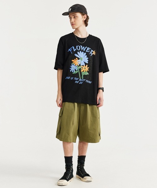 パラスパレス花柄プリント 半袖Tシャツ eplus305smg6.jpg