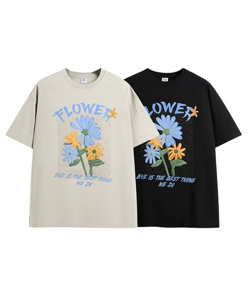 Ressaca(レサーカ)の「オーバーサイズ フラワー発泡プリントTシャツ 花柄(Tシャツ/カットソー・メンズ・ブラック/ライトベージュ・L/M/XL)」の9枚目の写真
