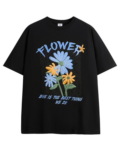 t*8様 HANA Tシャツ　Lサイズ オーバーサイズ フラワー発泡プリントTシャツ 花柄（Tシャツ