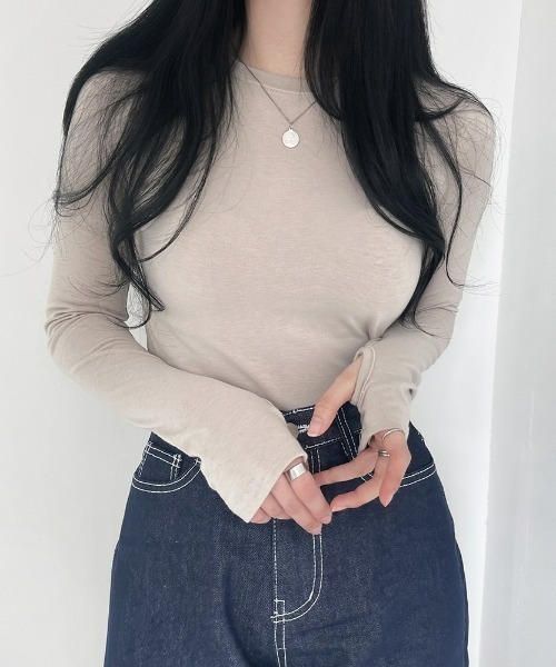 BEIDELLI（ベイデリー）の「[BELLIDE MADE] もちもちアームウォーマー長袖Tシャツ（Tシャツ/カットソー・レディース・ブラック/ベージュ/アイボリー・FREE）」の3枚目の写真