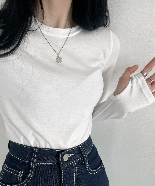 BEIDELLI（ベイデリー）の「[BELLIDE MADE] もちもちアームウォーマー長袖Tシャツ（Tシャツ/カットソー・レディース・ブラック/ベージュ/アイボリー・FREE）」の2枚目の写真