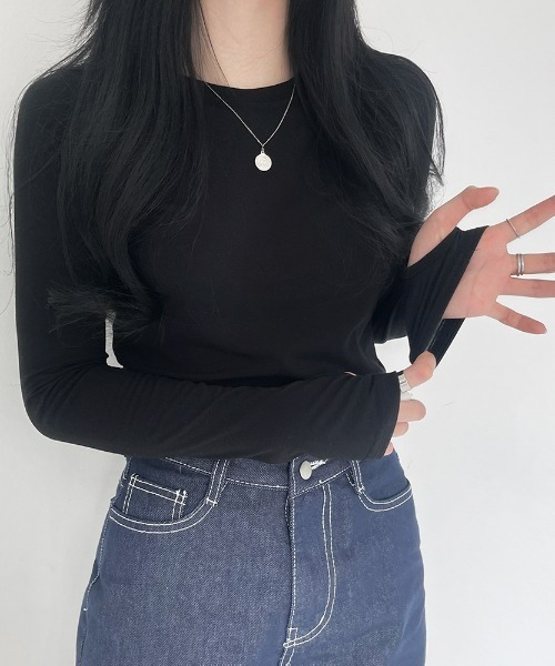 BEIDELLI（ベイデリー）の「[BELLIDE MADE] もちもちアームウォーマー長袖Tシャツ（Tシャツ/カットソー・レディース・ブラック/ベージュ/アイボリー・FREE）」の10枚目の写真