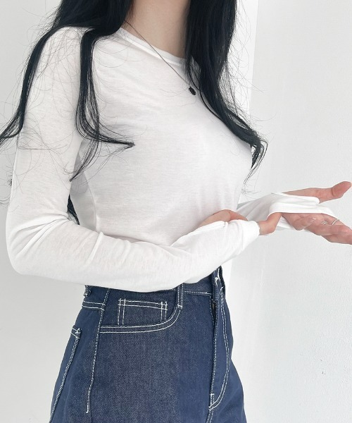 BEIDELLI（ベイデリー）の「[BELLIDE MADE] もちもちアームウォーマー長袖Tシャツ（Tシャツ/カットソー・レディース・ブラック/ベージュ/アイボリー・FREE）」の6枚目の写真