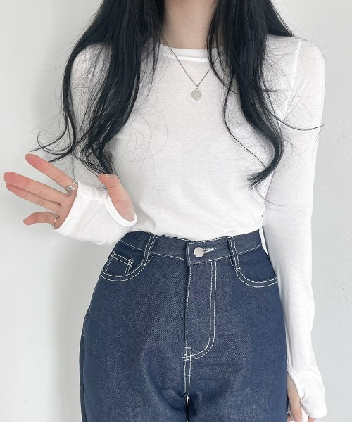 BEIDELLI（ベイデリー）の「[BELLIDE MADE] もちもちアームウォーマー長袖Tシャツ（Tシャツ/カットソー・レディース・ブラック/ベージュ/アイボリー・FREE）」の7枚目の写真